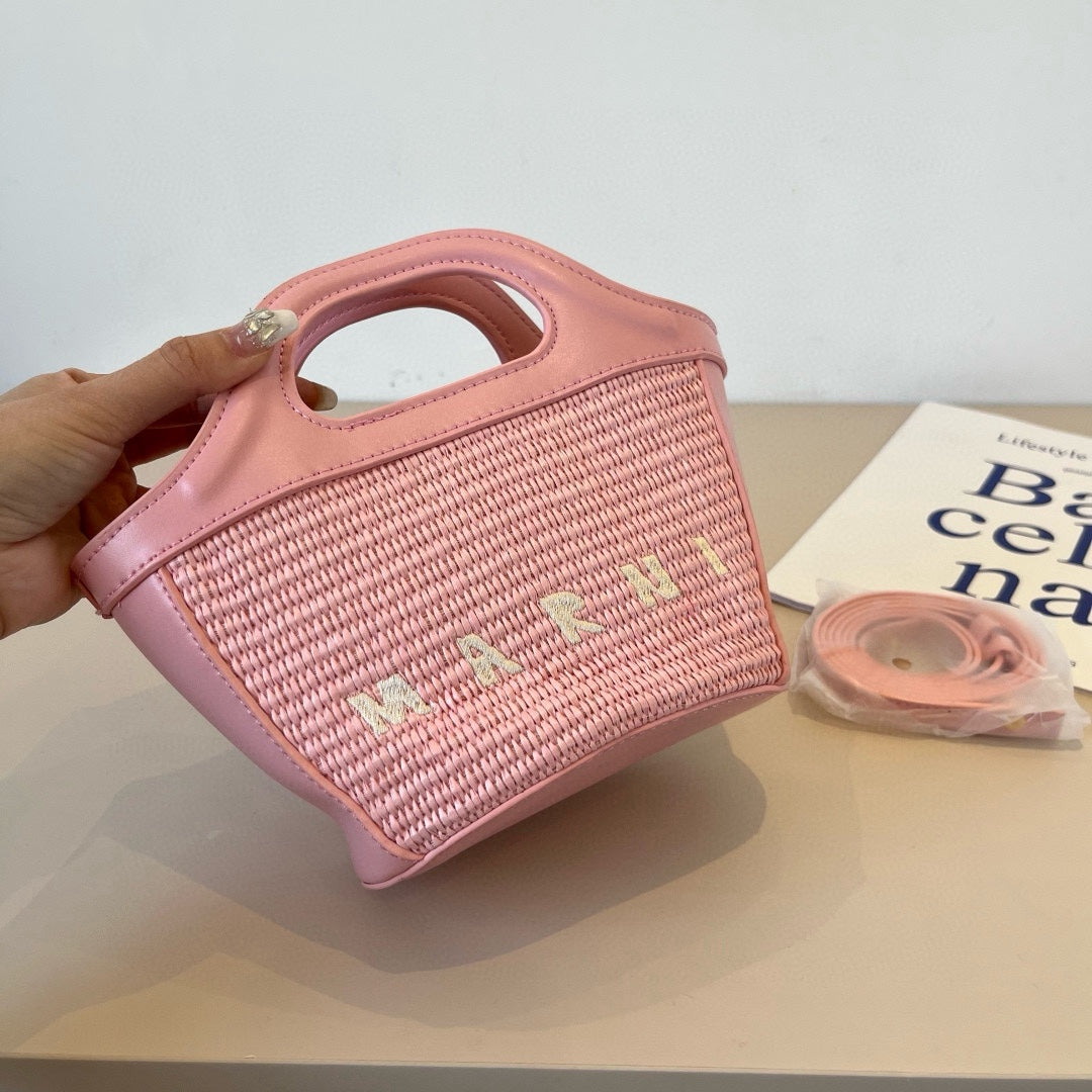 Woven straw basket bag