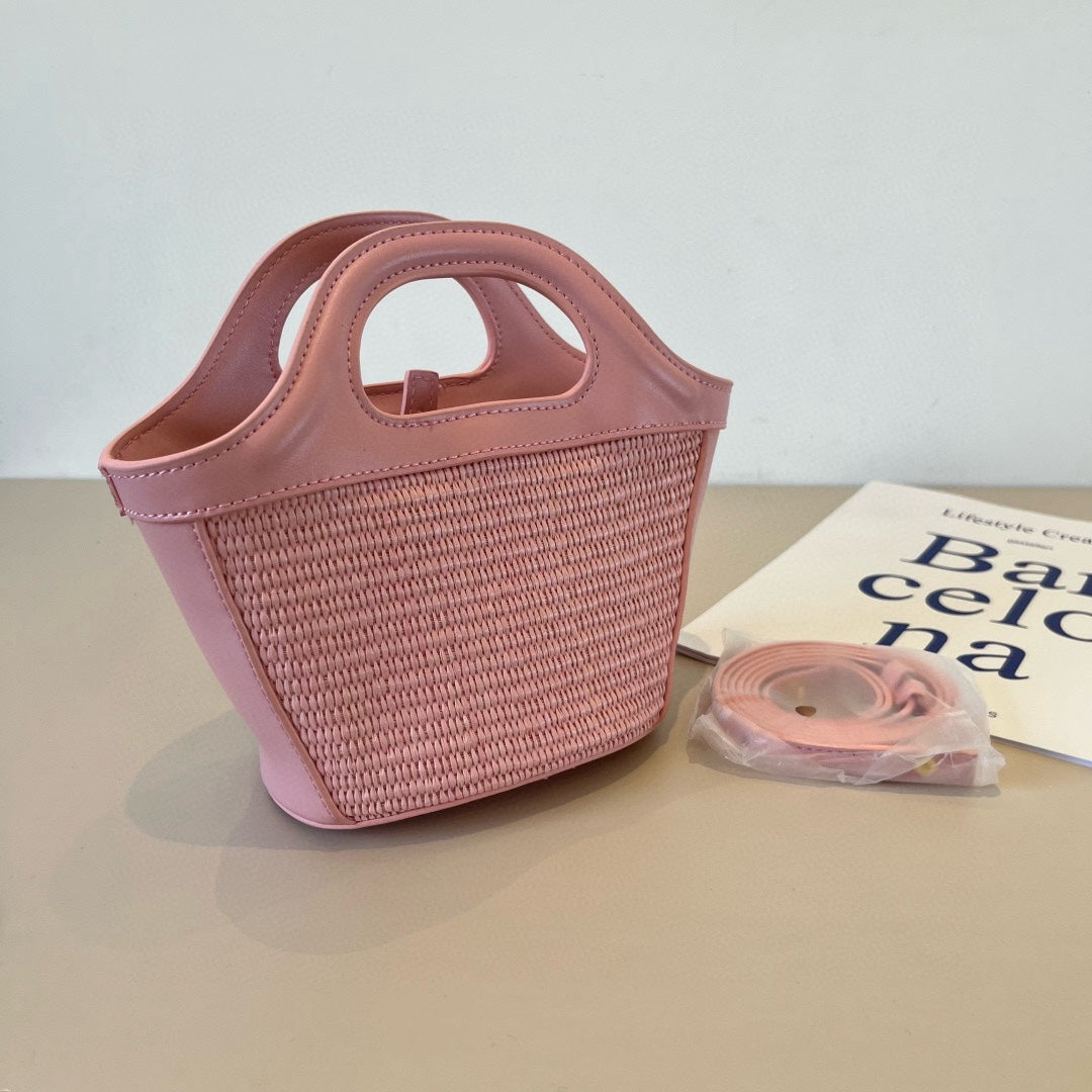 Woven straw basket bag