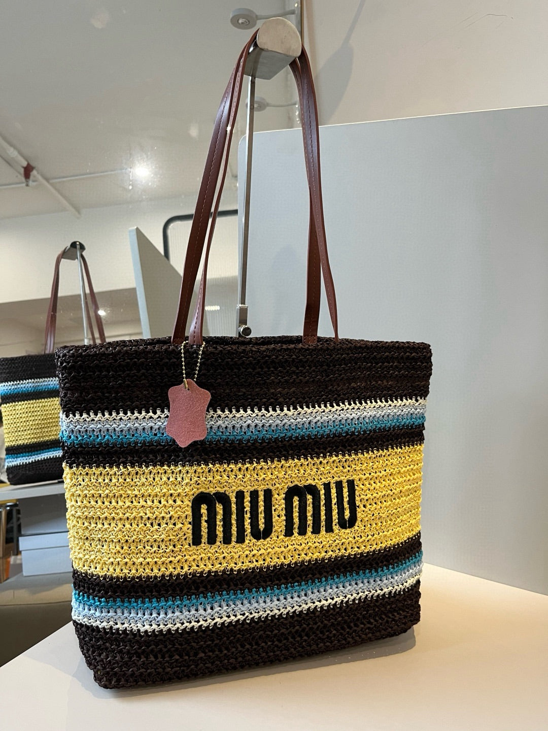Straw striped patchwork shoulder crossbody tote bag