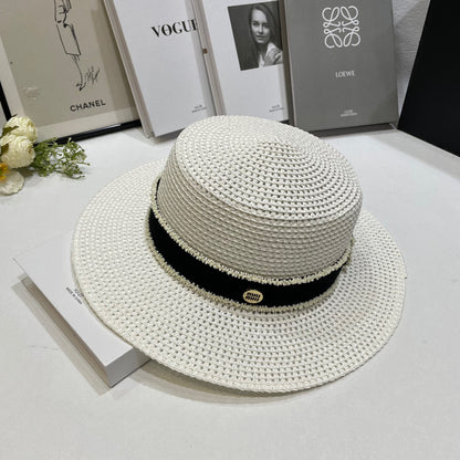 2025 New Ribbon Holiday Woven Sun Hat