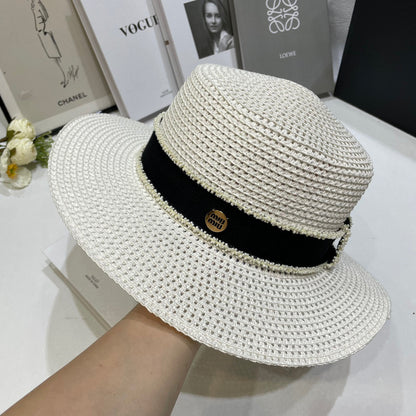 2025 New Ribbon Holiday Woven Sun Hat