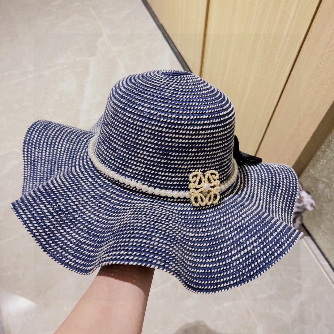 2025 new style ruffled pearl top hat straw hat