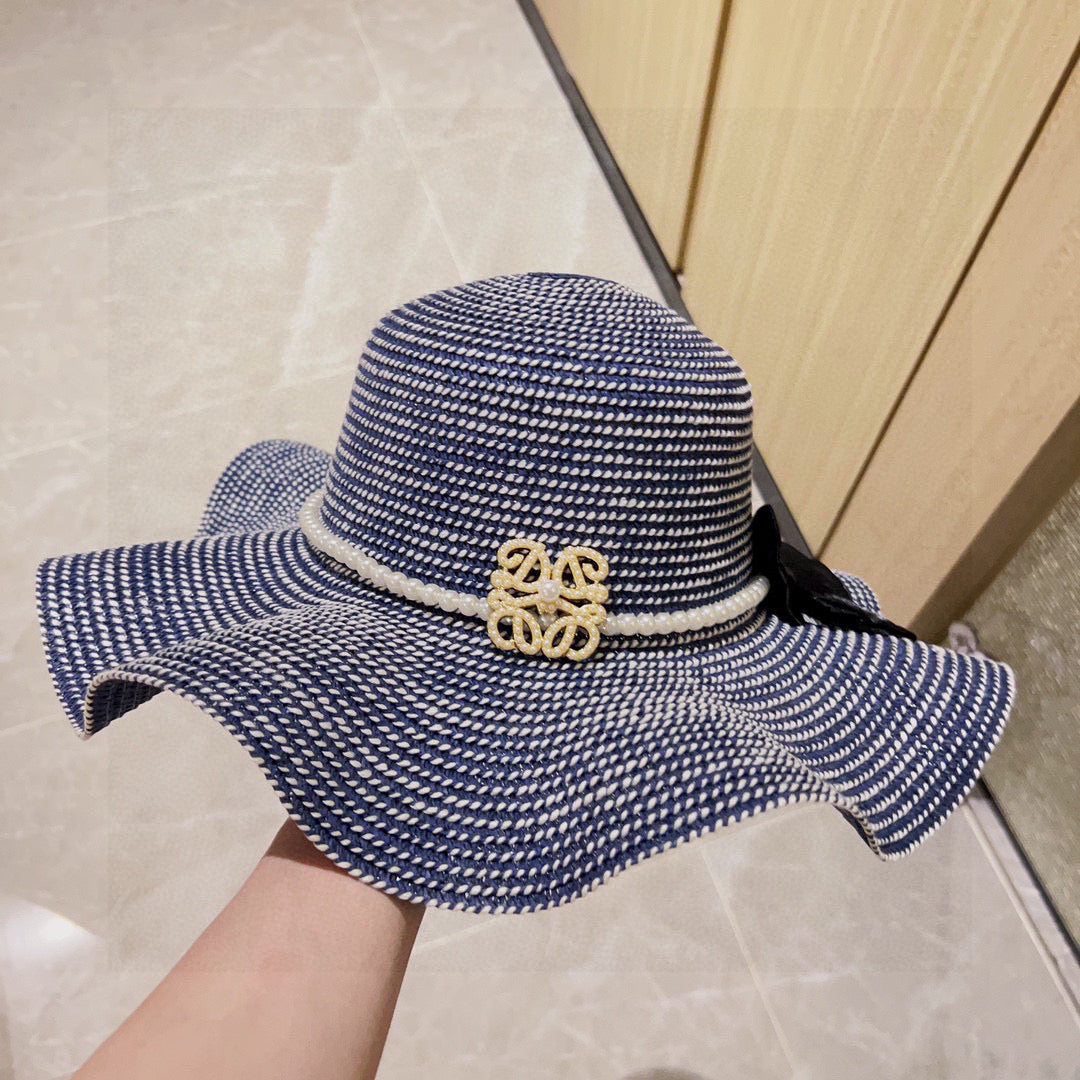 2025 new style ruffled pearl top hat straw hat