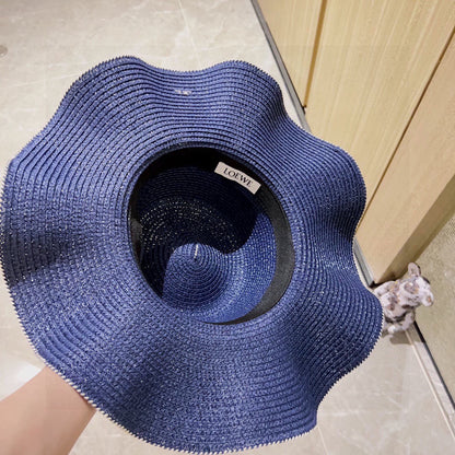 2025 new style ruffled pearl top hat straw hat