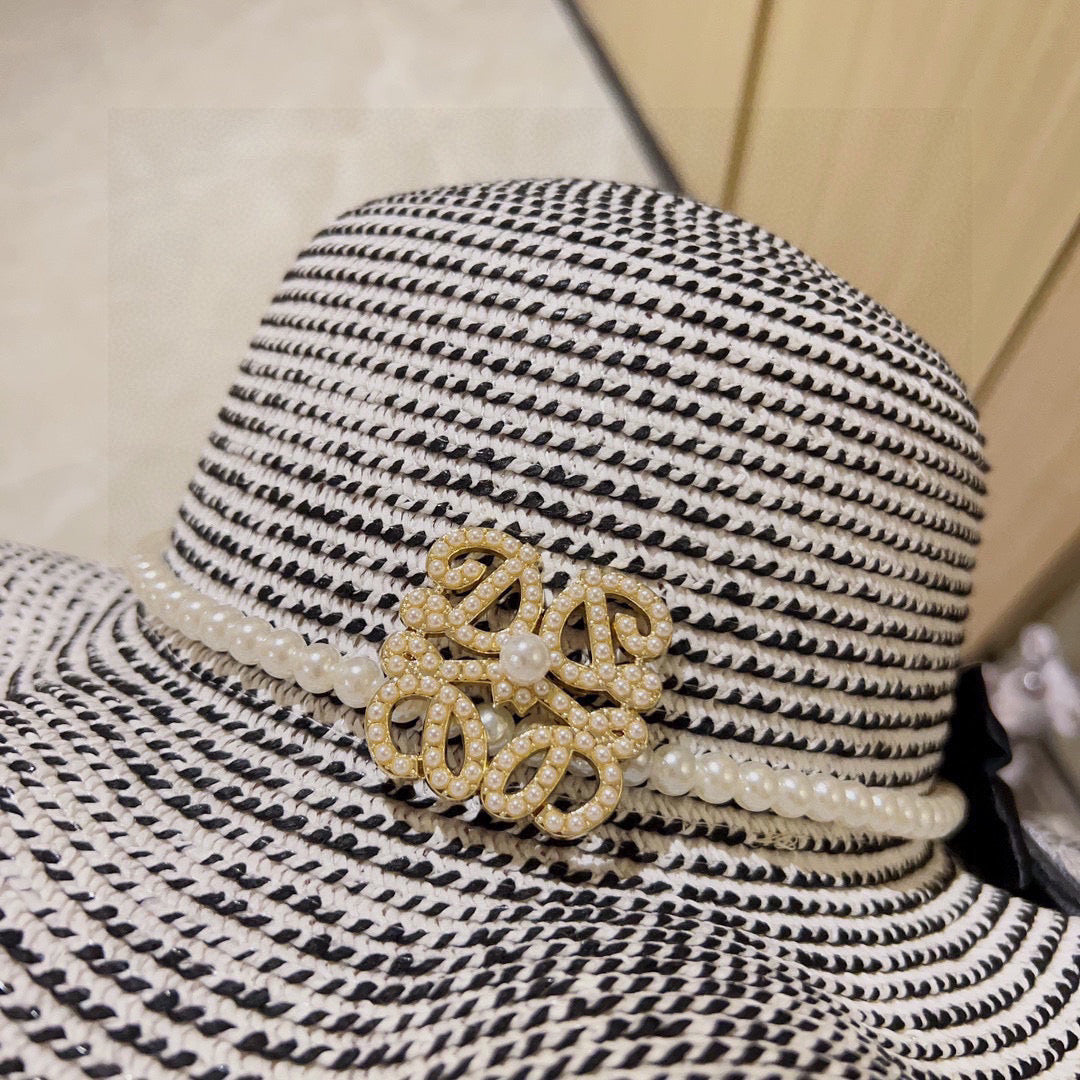 2025 new style ruffled pearl top hat straw hat
