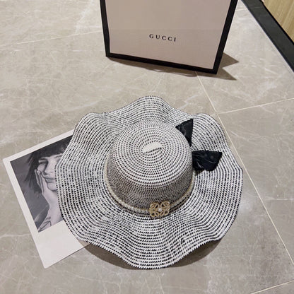 2025 new style ruffled pearl top hat straw hat