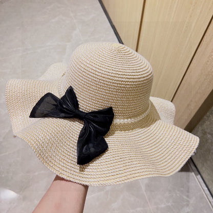 2025 new style ruffled pearl top hat straw hat