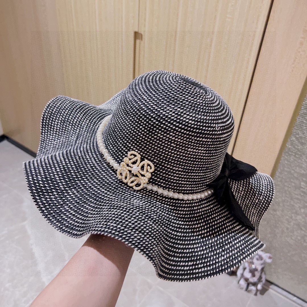 2025 new style ruffled pearl top hat straw hat