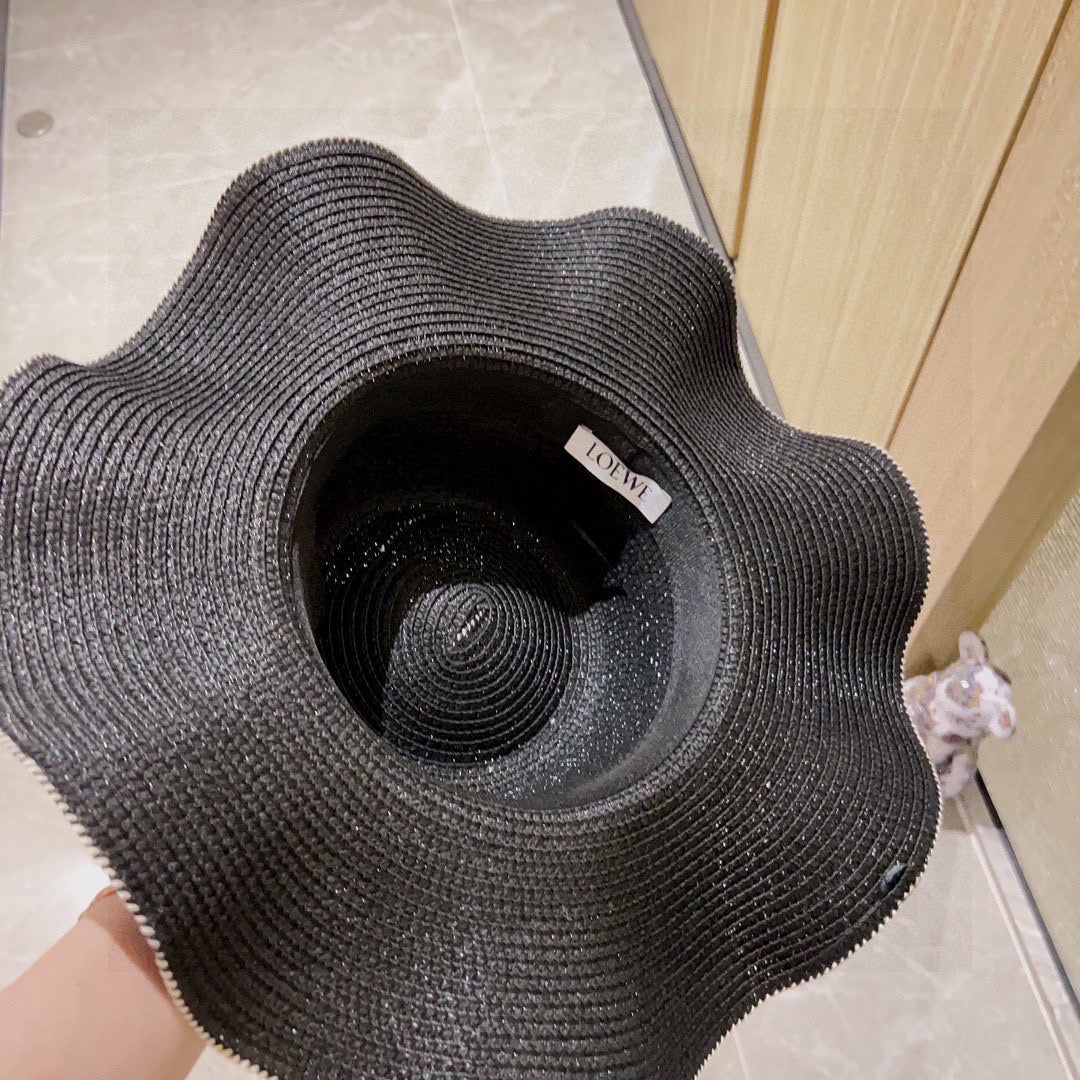 2025 new style ruffled pearl top hat straw hat
