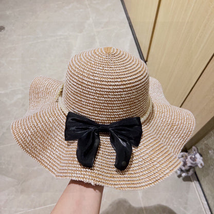 2025 new style ruffled pearl top hat straw hat