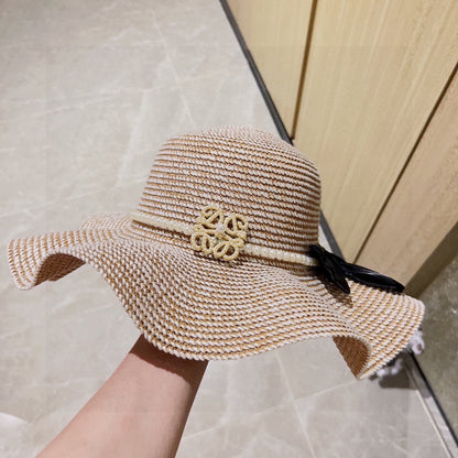 2025 new style ruffled pearl top hat straw hat
