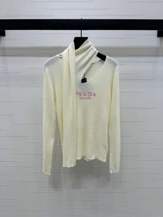 25 Early Autumn New Irregular Neck Knitted Long Sleeve Top