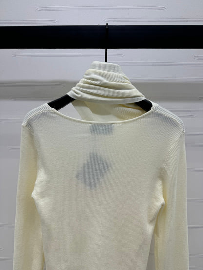 25 Early Autumn New Irregular Neck Knitted Long Sleeve Top