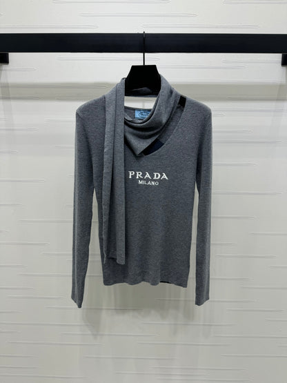 25 Early Autumn New Irregular Neck Knitted Long Sleeve Top