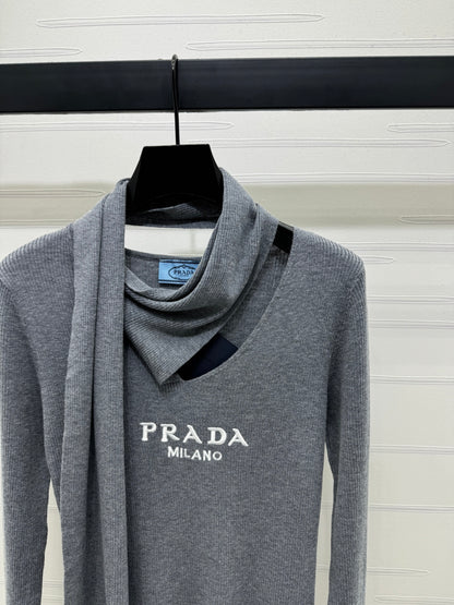 25 Early Autumn New Irregular Neck Knitted Long Sleeve Top