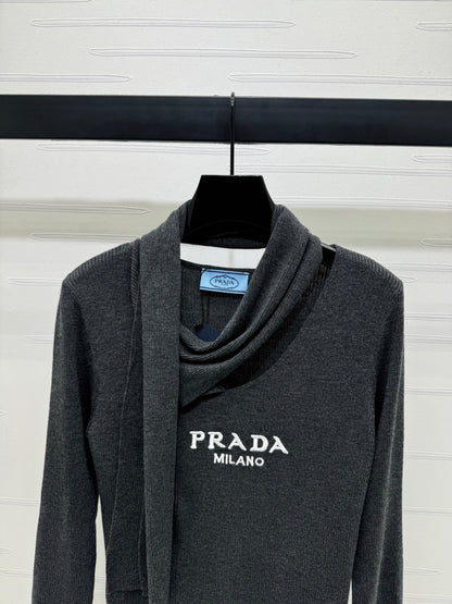 25 Early Autumn New Irregular Neck Knitted Long Sleeve Top