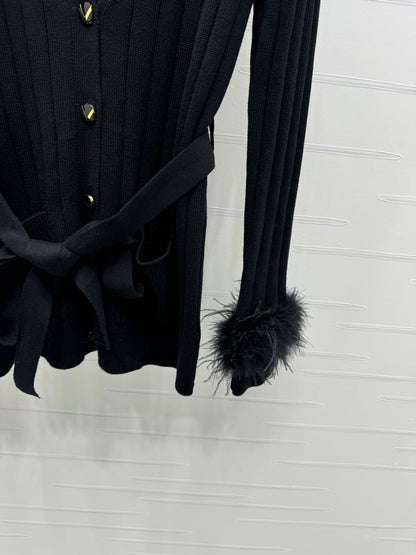 2025 Early Autumn New Ostrich Feather Slim Knit Cardigan