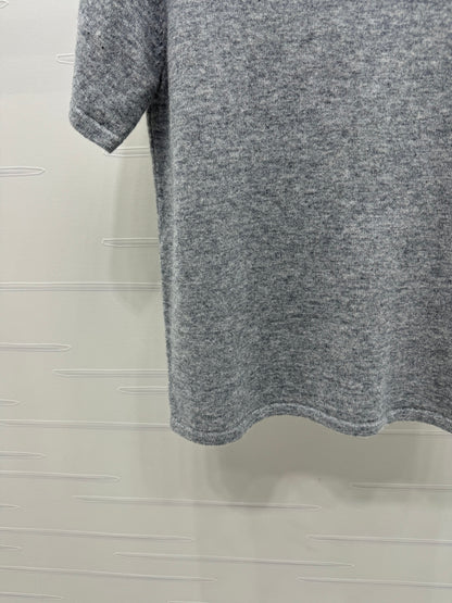 2025 early autumn new high collar knitted short sleeves