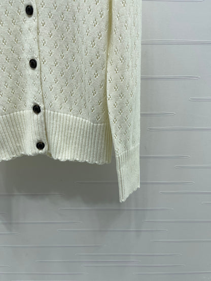 2025 Early Autumn New Floral Hollow Round Neck Long Sleeve Cardigan