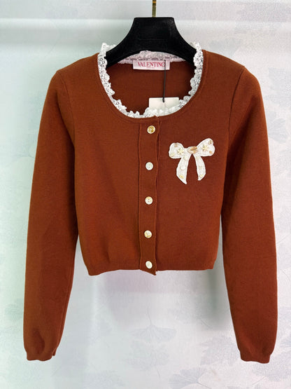 25 Early Autumn New Bow Knitted Cardigan