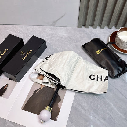New style pearl handle with leather umbrella cover folding umbrella
