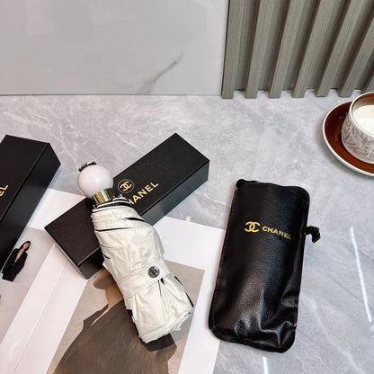 New style pearl handle with leather umbrella cover folding umbrella