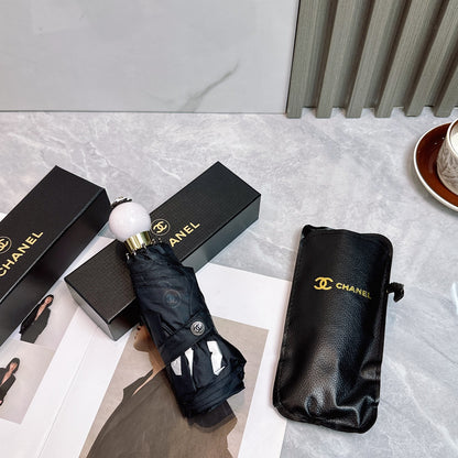 New style pearl handle with leather umbrella cover folding umbrella
