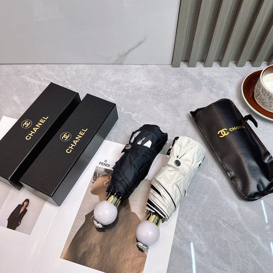 New style pearl handle with leather umbrella cover folding umbrella