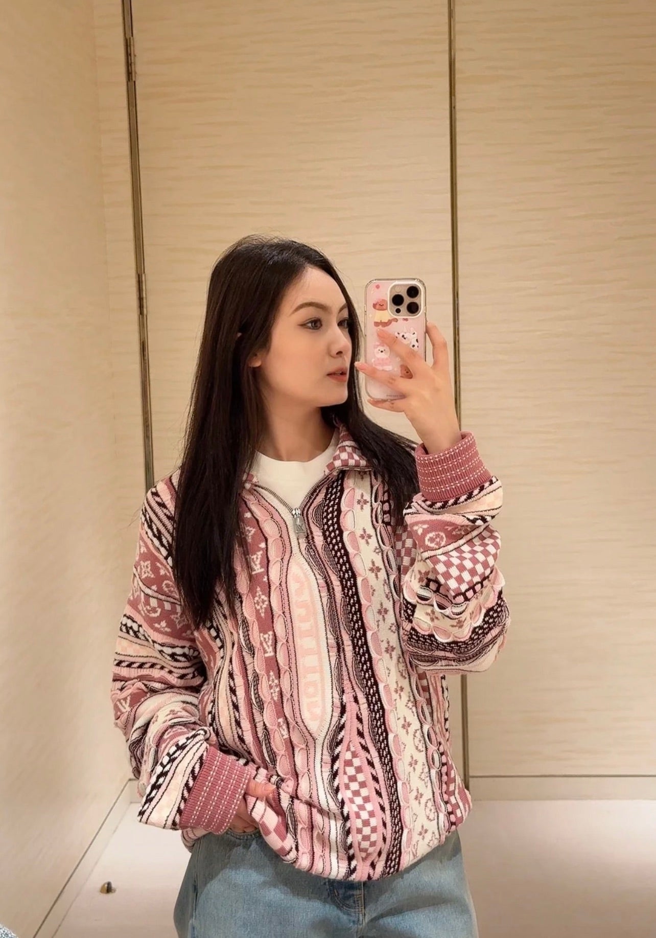 L 25fw monogram lapel sweatshirt
