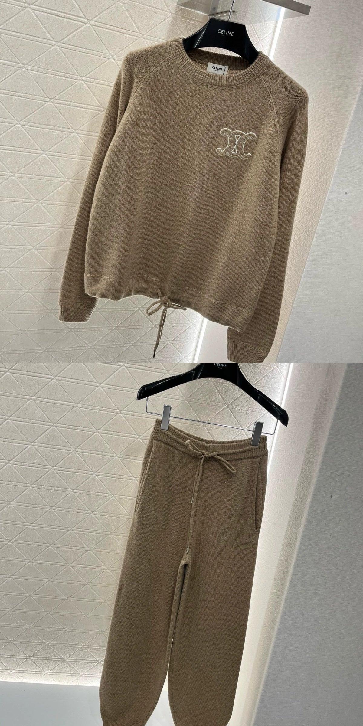 CE 25 Early Spring New Knitted Pullover Sweatshirt Trousers Set