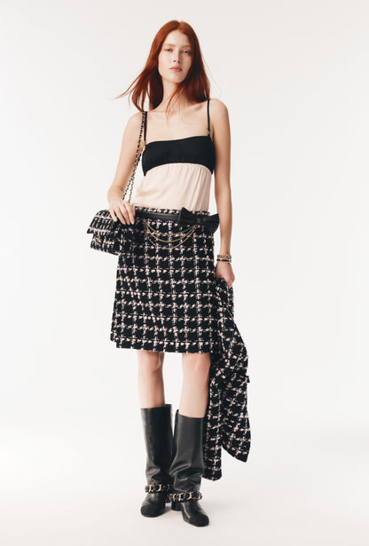 C 25 New style positioning plaid woven short jacket + A-line skirt set🖤
