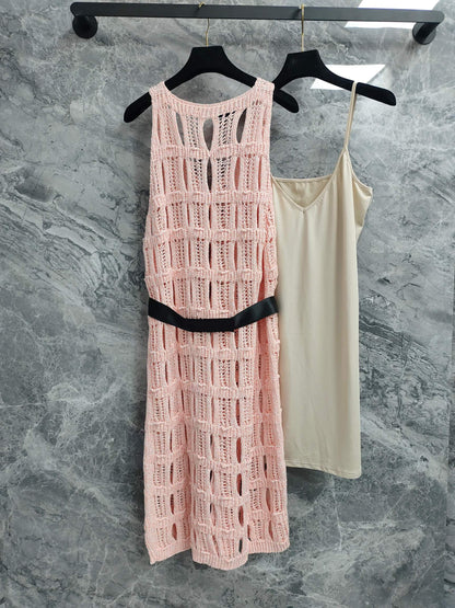 C 25 light pink knit cutout dress