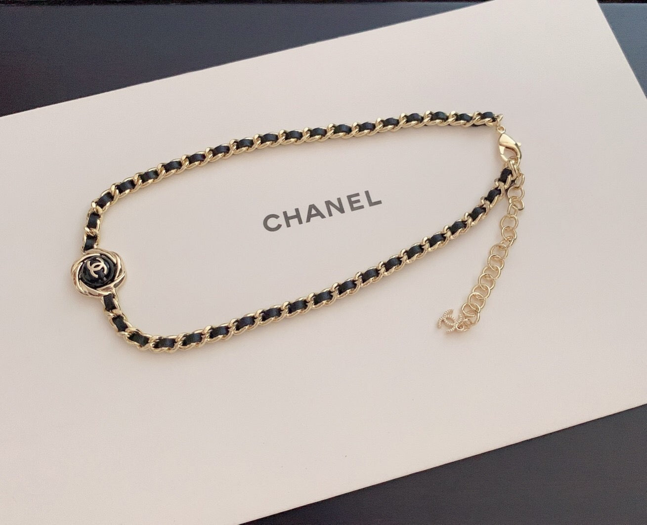 C 25 Black Round Black Leather Necklace