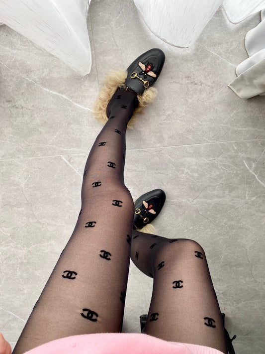 C Classic flocked letter stockings
