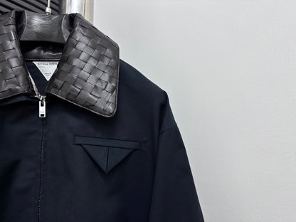 25 woven leather collar jacket