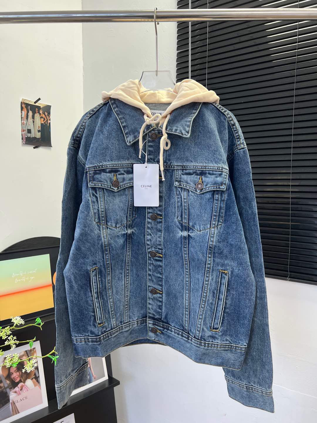 Ce 25 Hooded lettering denim jacket