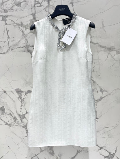 Ba 25 Studded Diamonds Hollow Out Sequins Waist Closing Sleeveless Dress