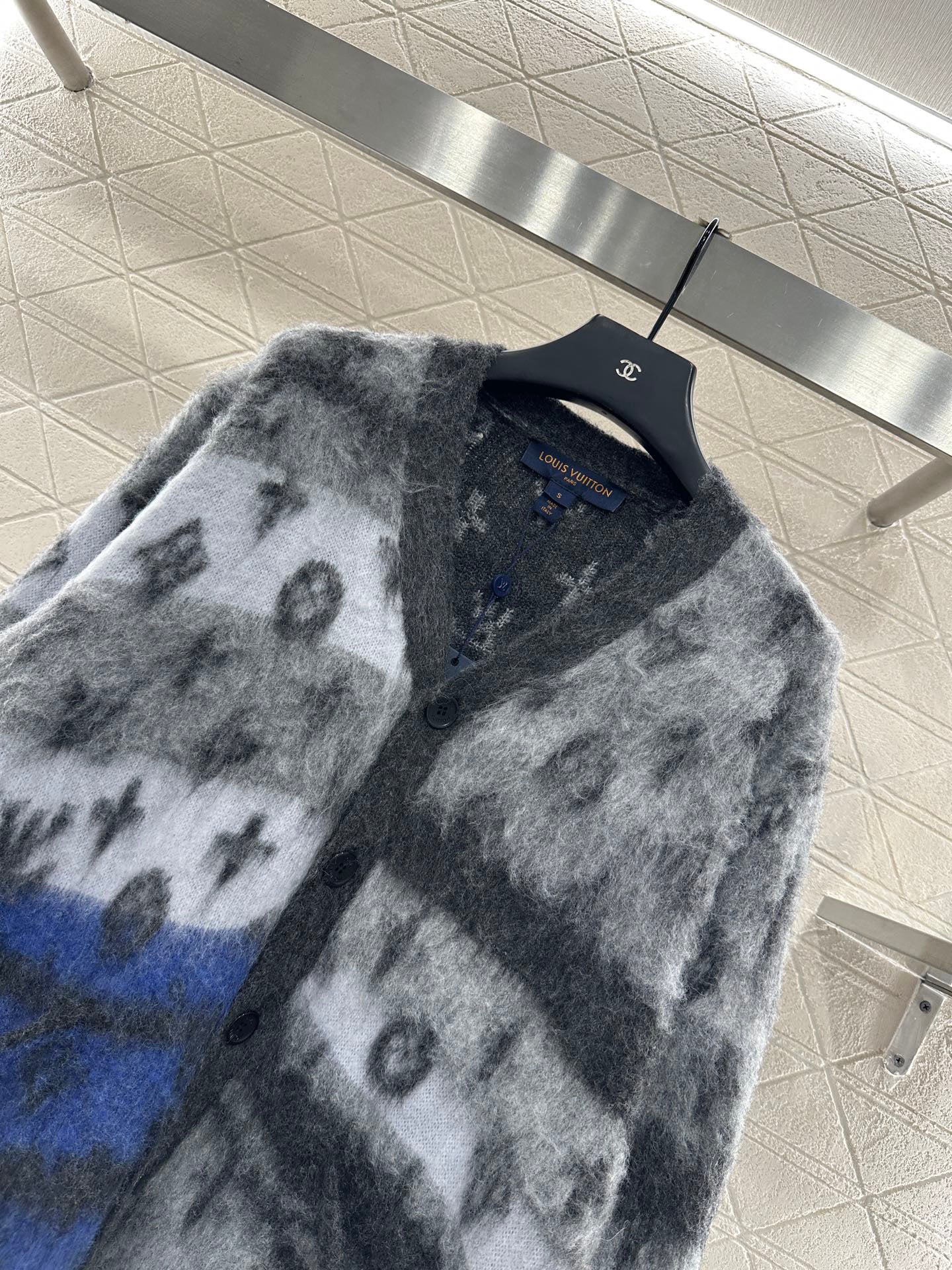 L 25 jacquard contrast mohair cardigan
