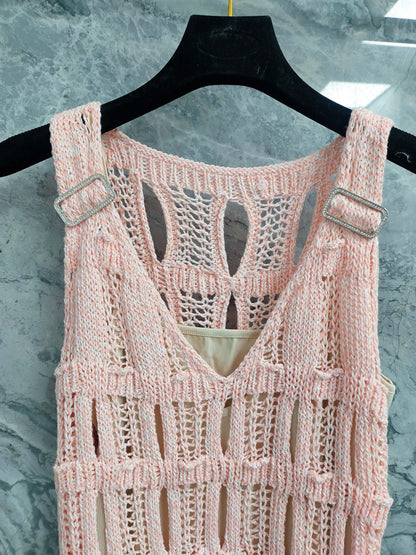 C 25 light pink knit cutout dress
