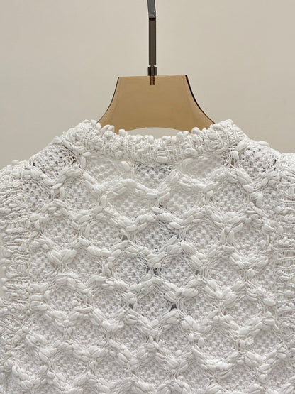 C 25 logo openwork pattern casual knit undershirt