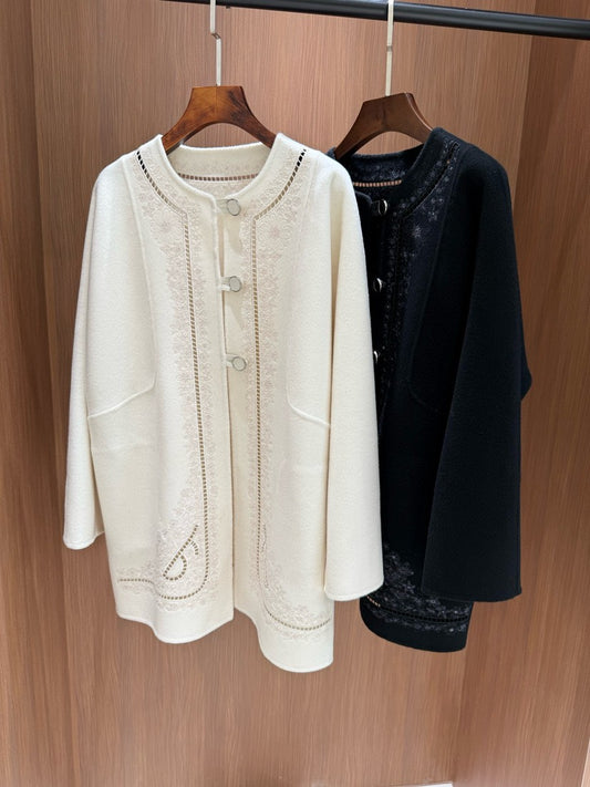 He 25 Embroidered cashmere coat
