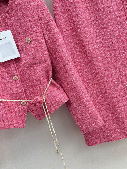 C 25 Flower waist chain skirt jacket suit