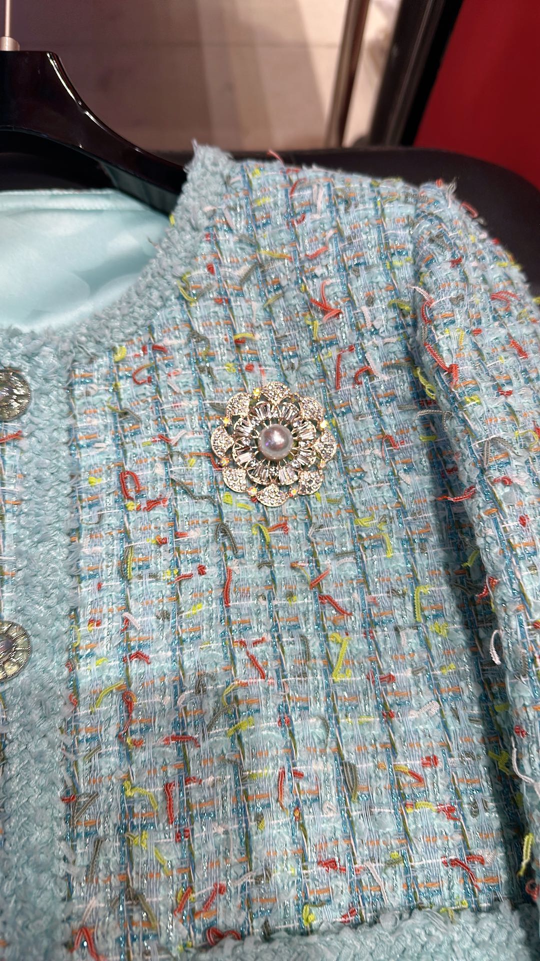 C 25 Tiffany Green Woven Tweed Jacket