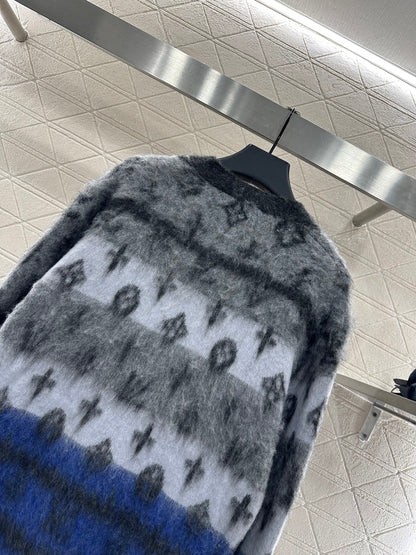 L 25 jacquard contrast mohair cardigan