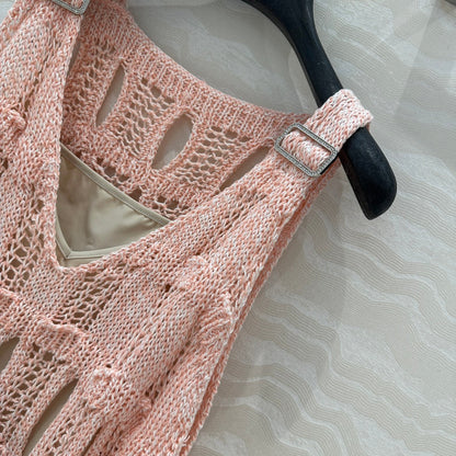C 25 Wispy Crochet Knit Tank Top (mit Schmetterlingsgürtel) 