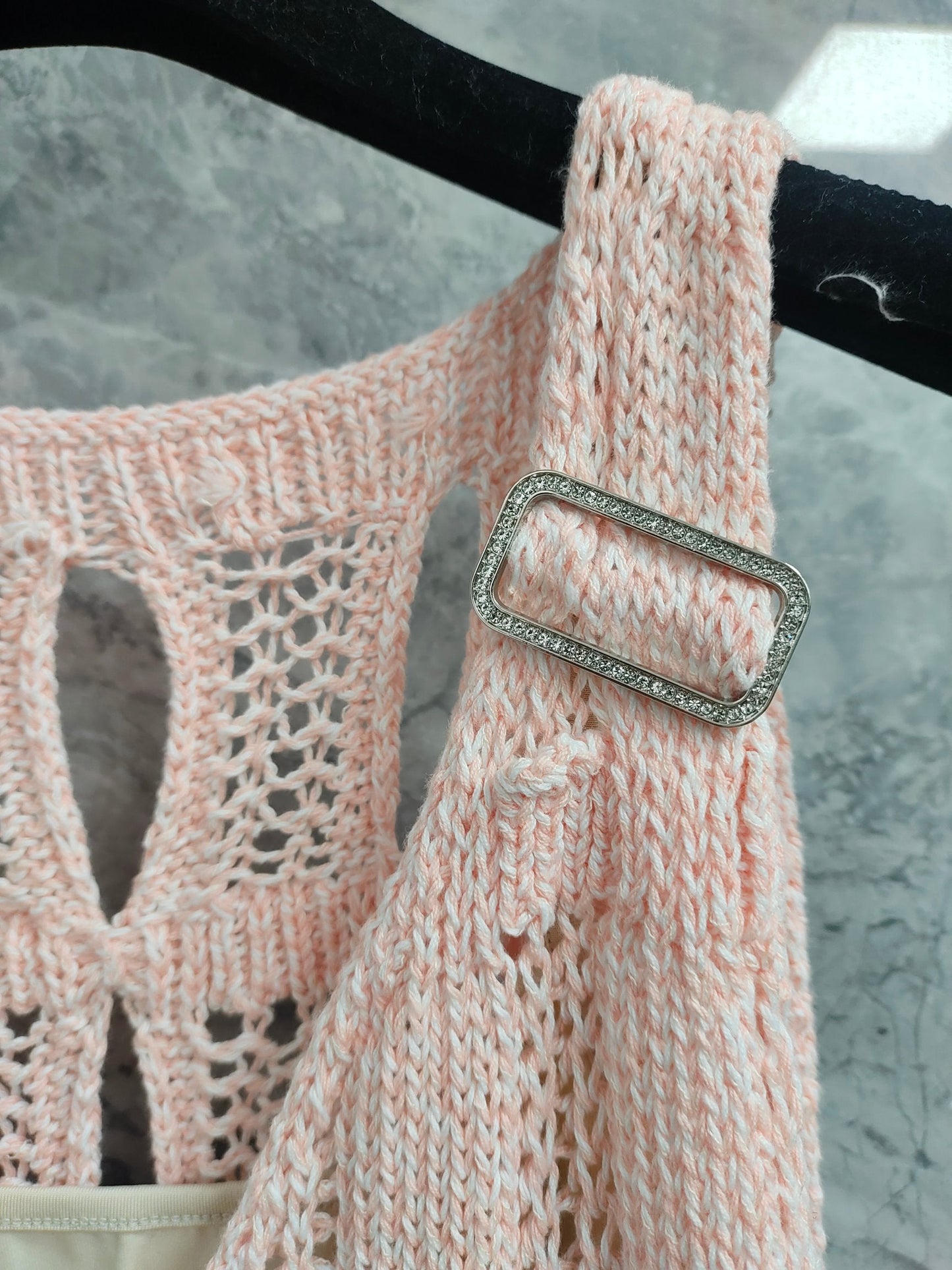C 25 light pink knit cutout dress