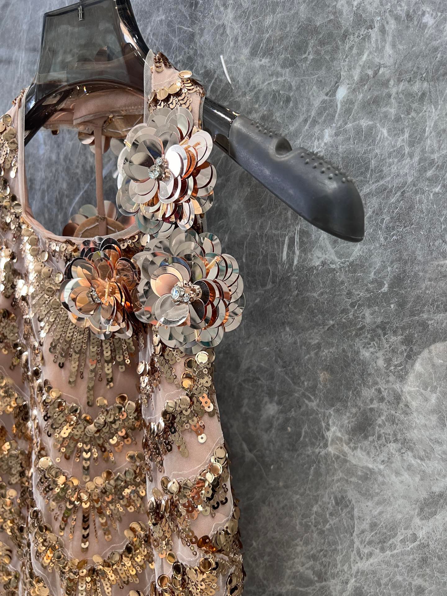 ZI 25 Light Luxury Sexy Gold Sequin Backless Dresses