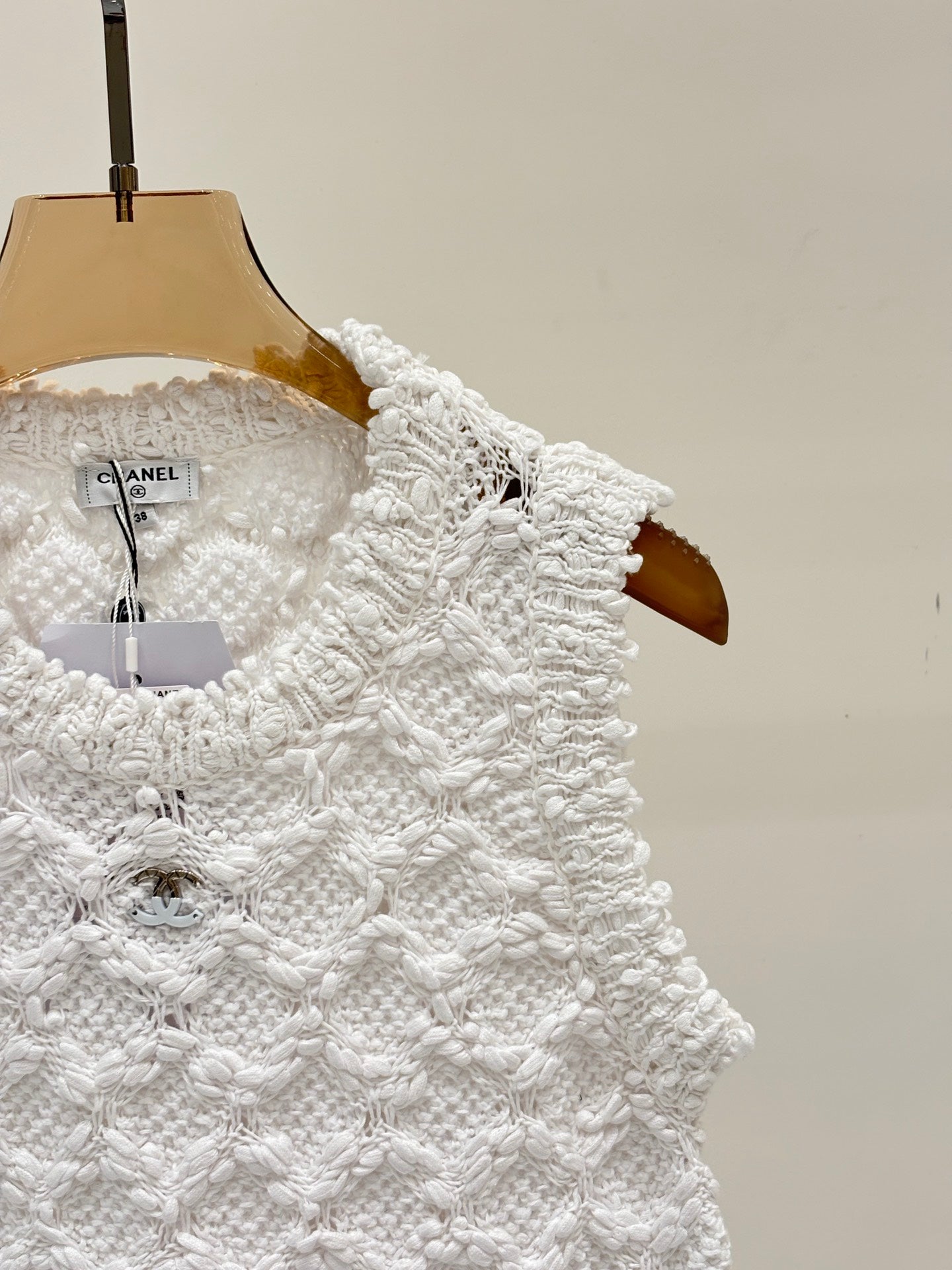 C 25 logo openwork pattern casual knit undershirt