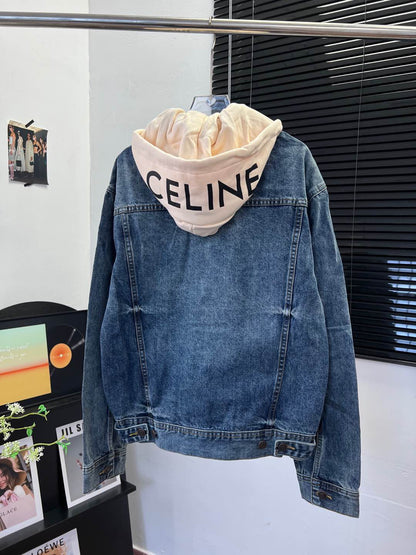 Ce 25 Hooded lettering denim jacket
