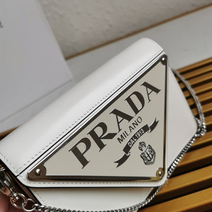P Large Triangle Logo Chain Bag